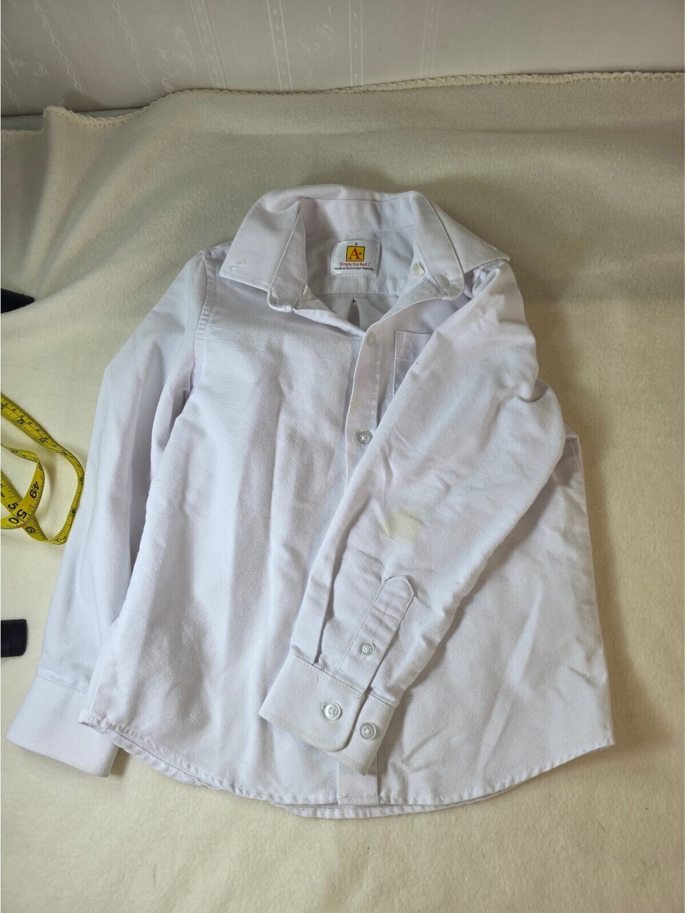 A+ School Apparel Boys White Long Sleeve Oxford Uniform Shirt Size